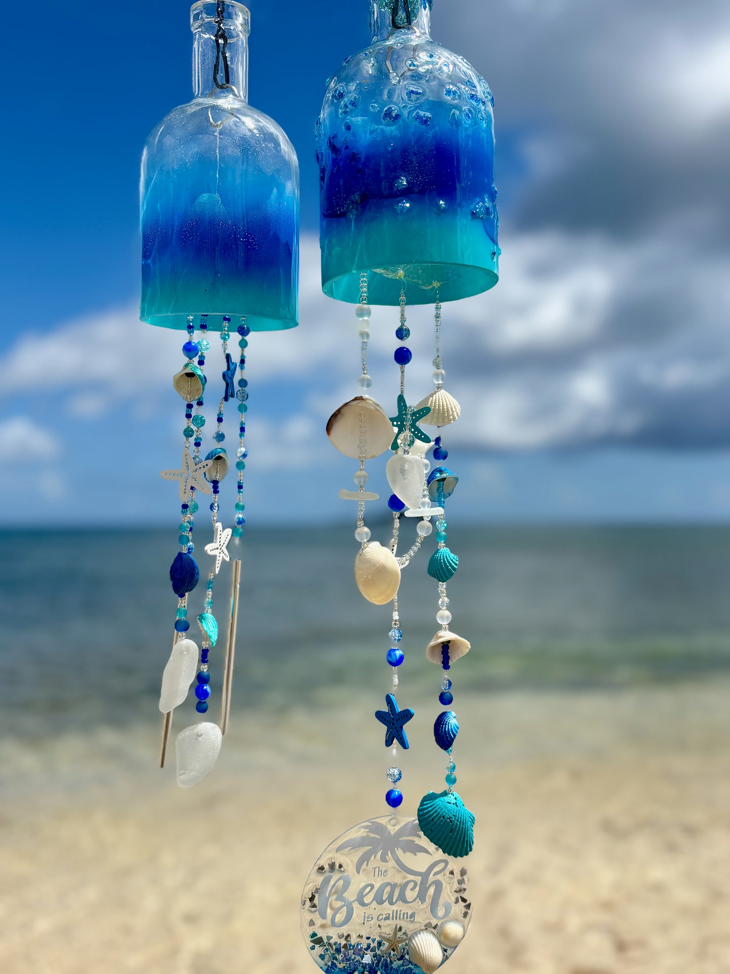 Rum Bottle Beach Wind Chime handcrafted