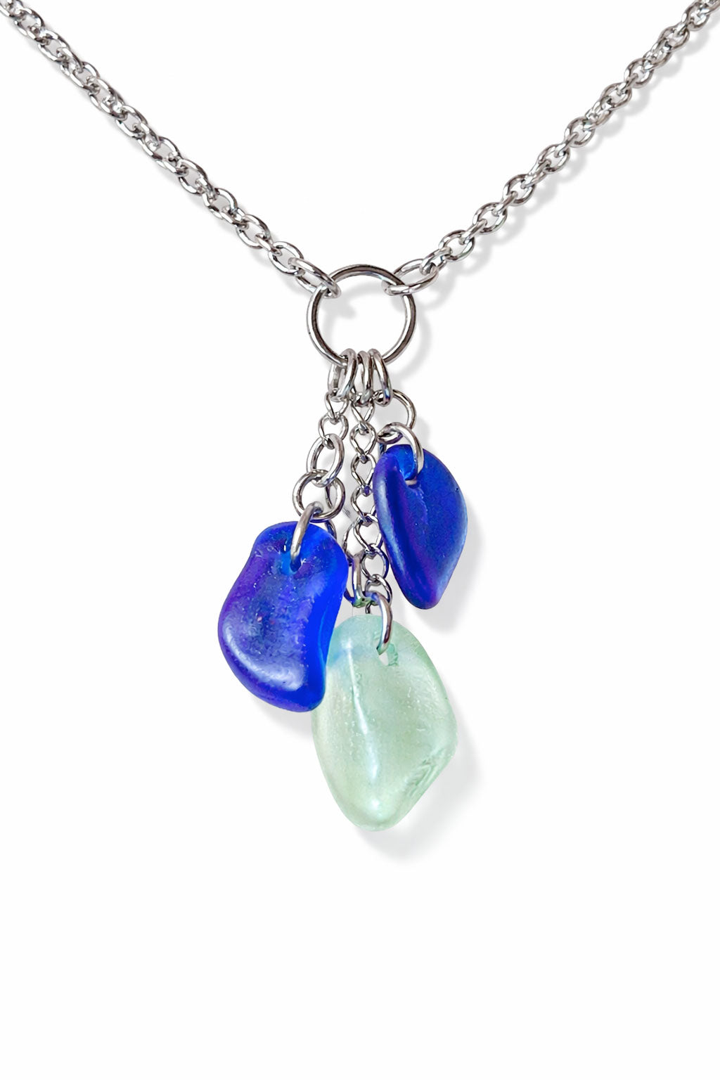 Genuine Sea Glass Necklace – Ocean Blue & Soft Aqua (One of a Kind)