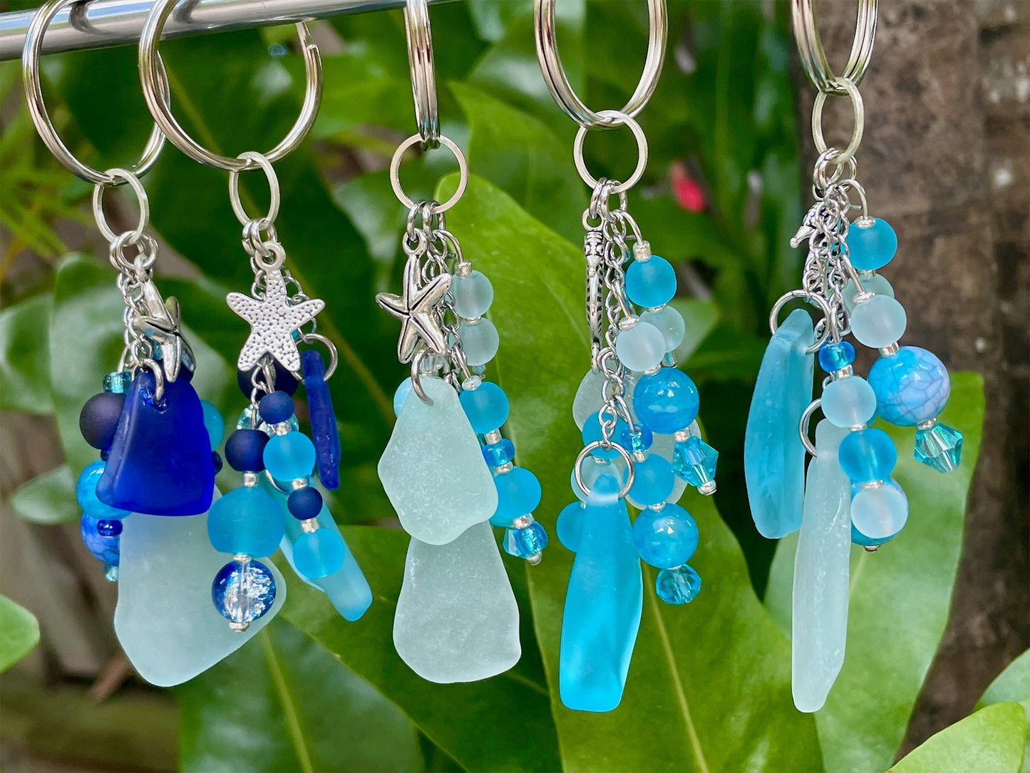 Sea Glass Key-Chain Lucky Charms- Beach lovers gift