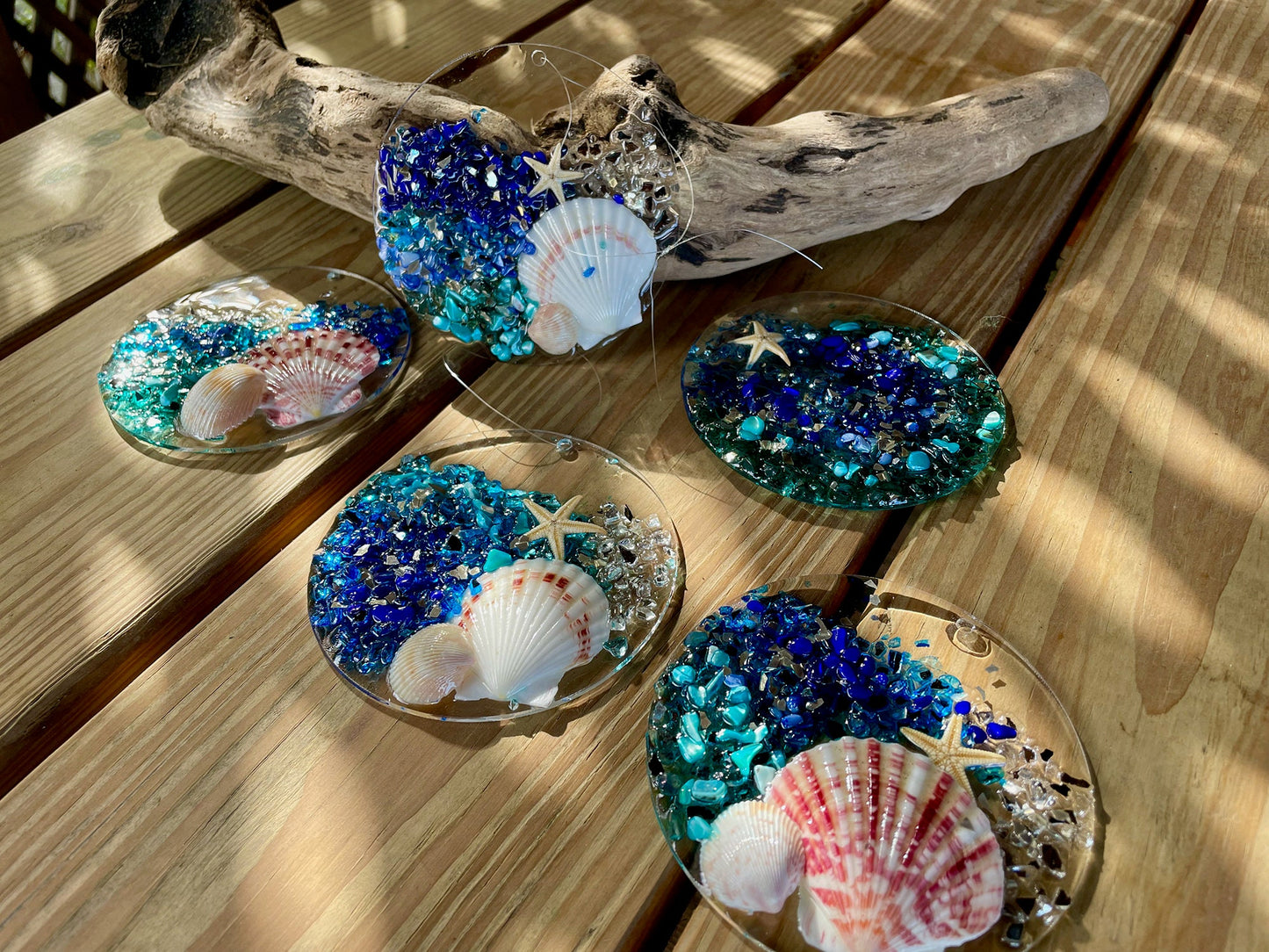 Ocean-inspired Suncatcher - Beach Art Christmas Decoration - Coastal Home Decor