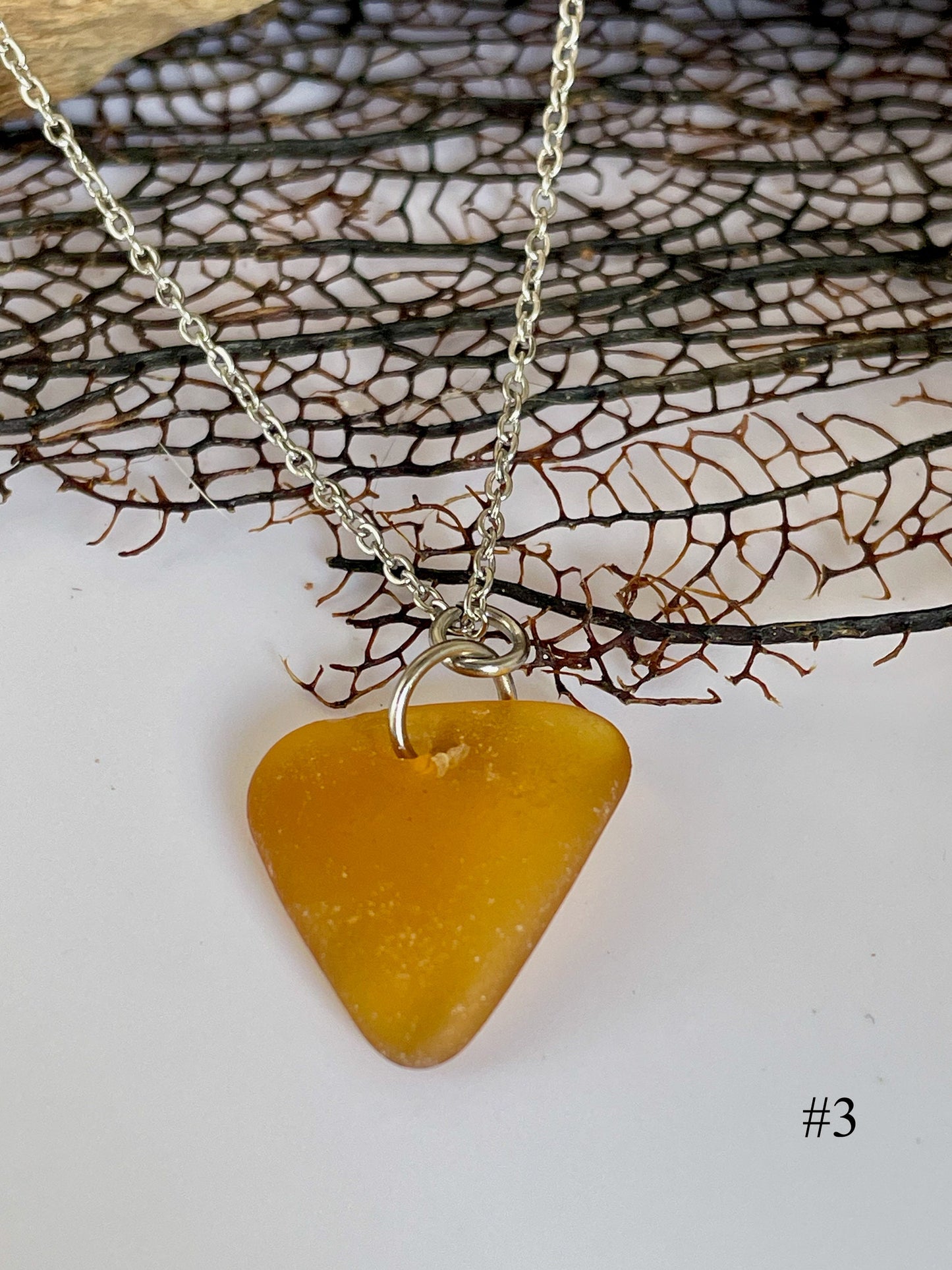 Sea glass Necklace - Rare colors, orange or red, simple and cute jewelery