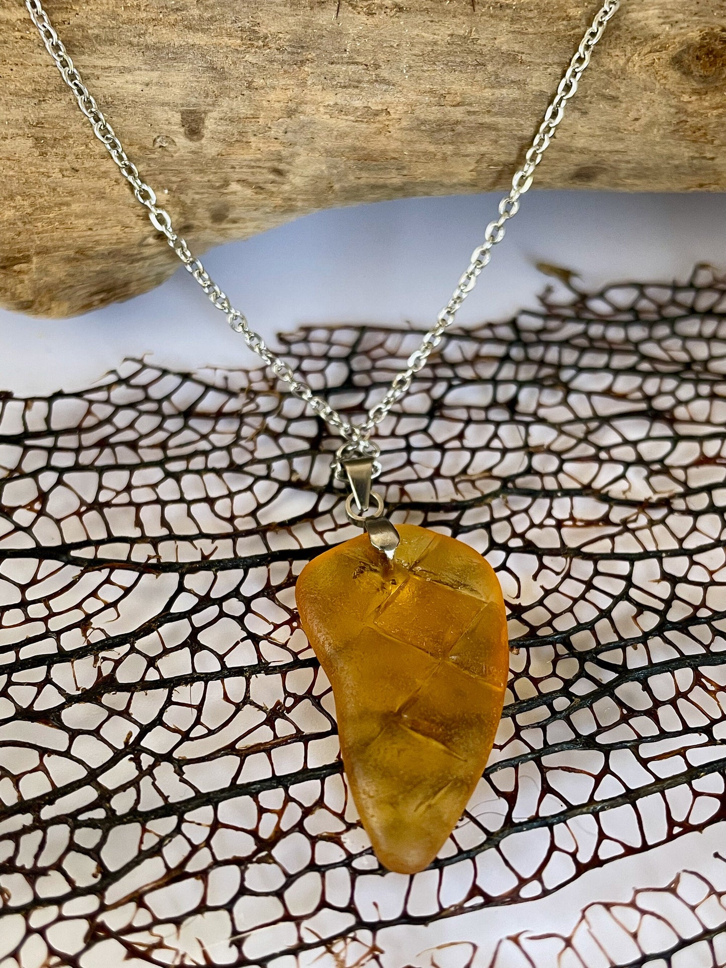 Sea glass Necklace - Rare colors, orange or red, simple and cute jewelery