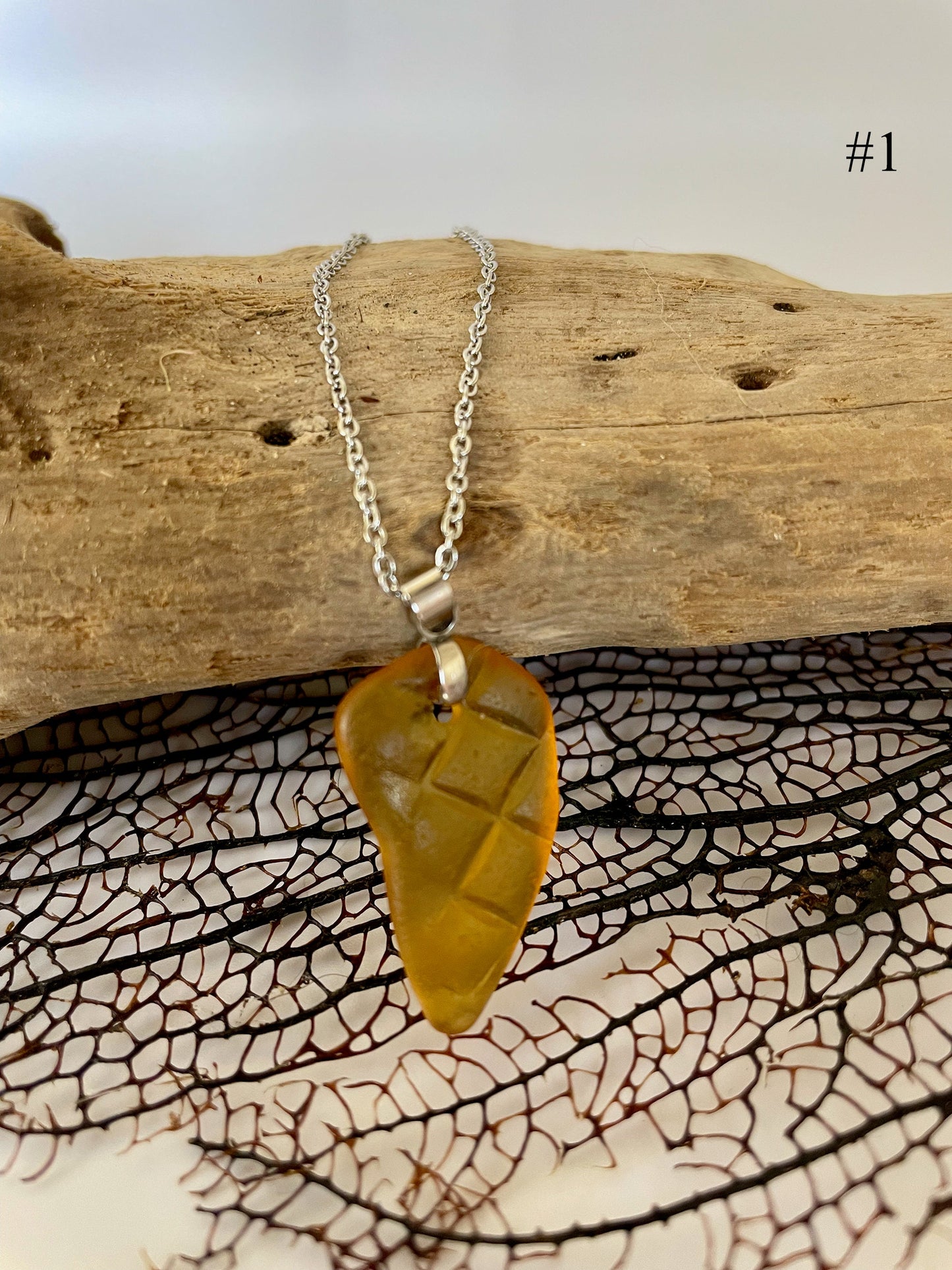 Sea glass Necklace - Rare colors, orange or red, simple and cute jewelery