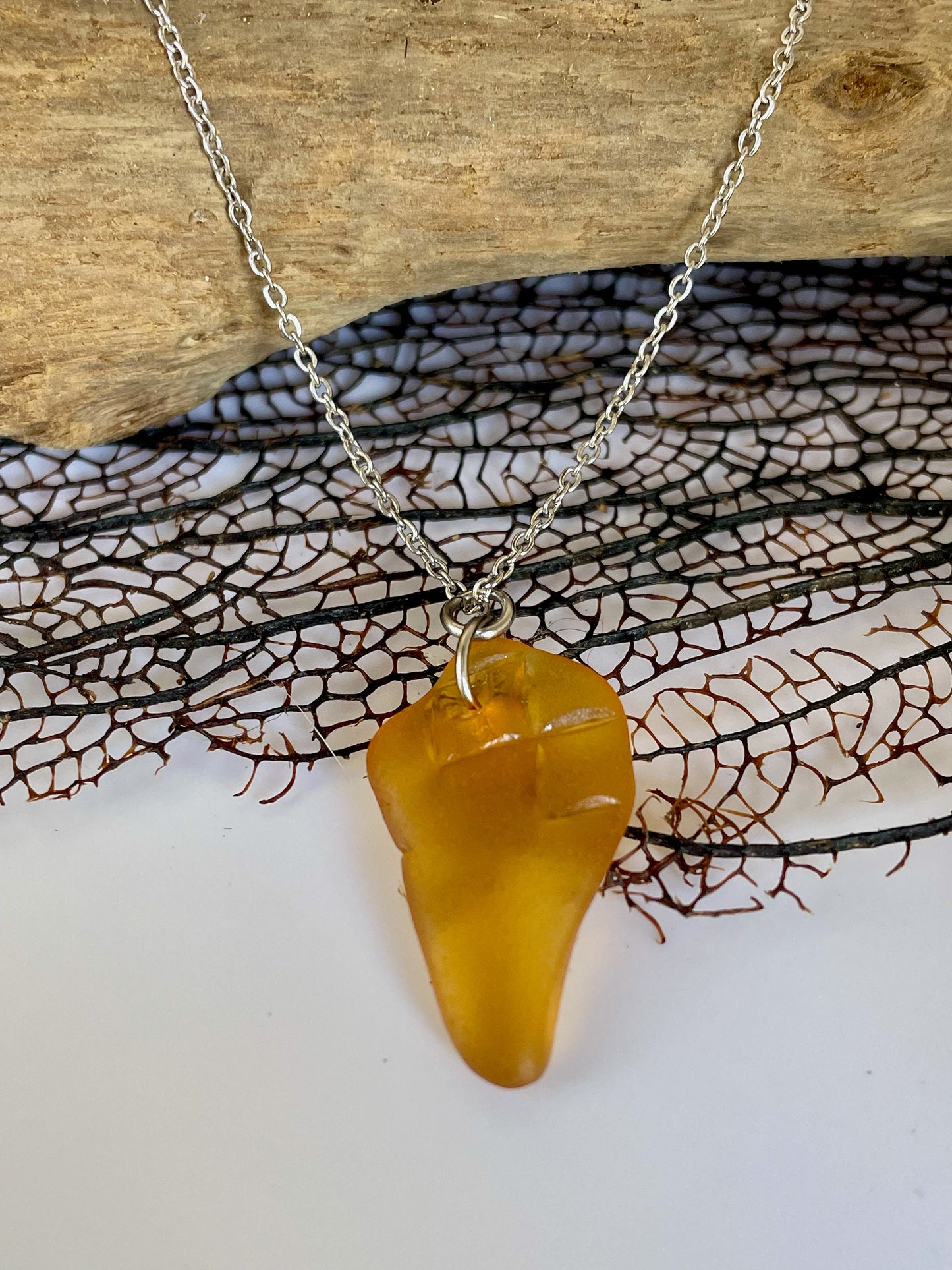 Sea glass Necklace - Rare colors, orange or red, simple and cute jewelery