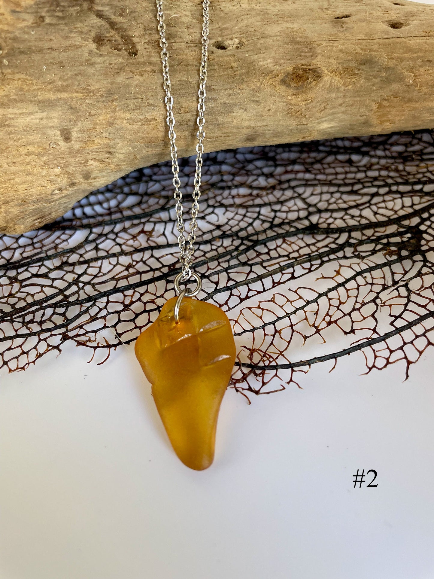 Sea glass Necklace - Rare colors, orange or red, simple and cute jewelery