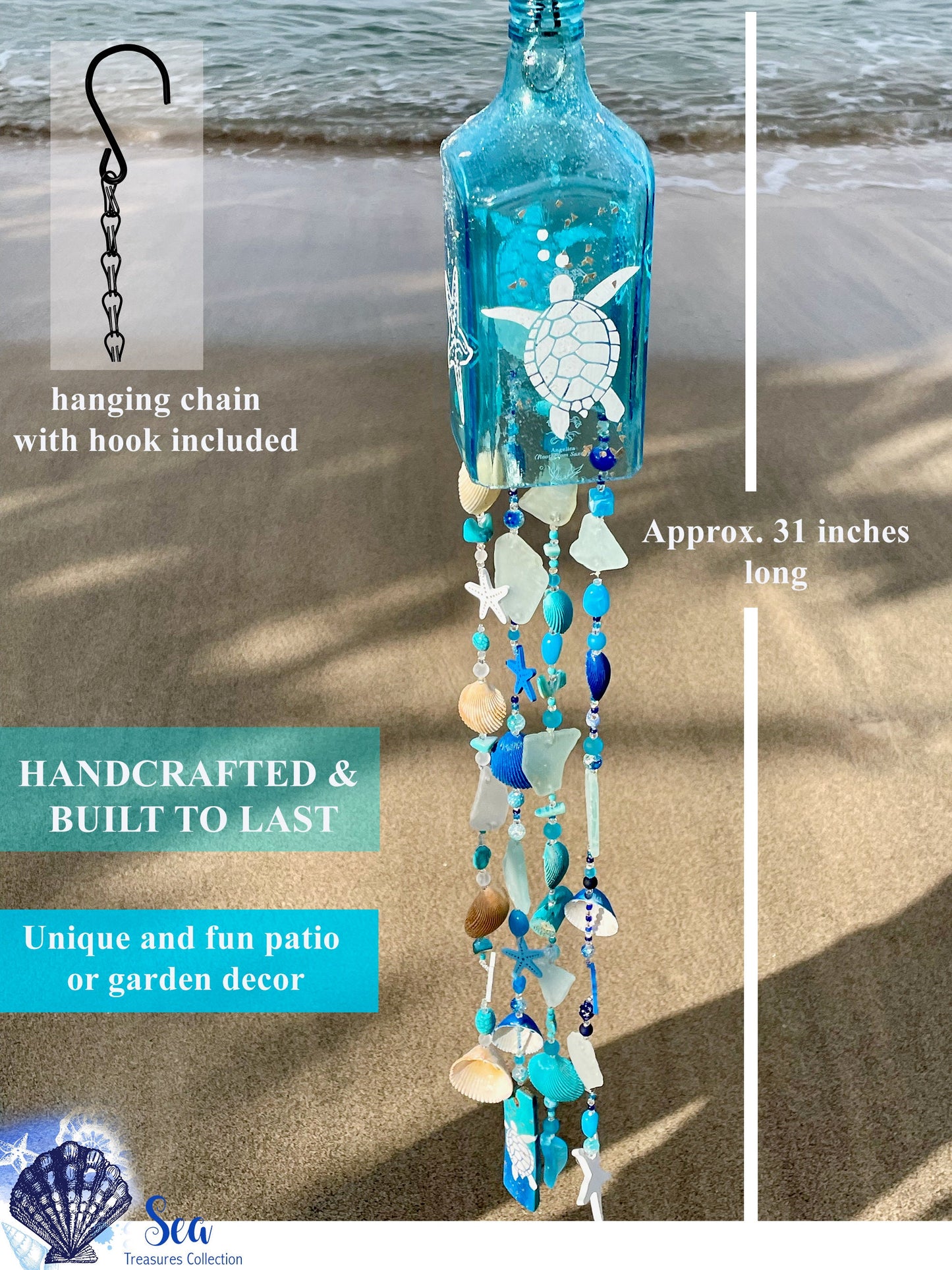 Bottle sea glass wind chime