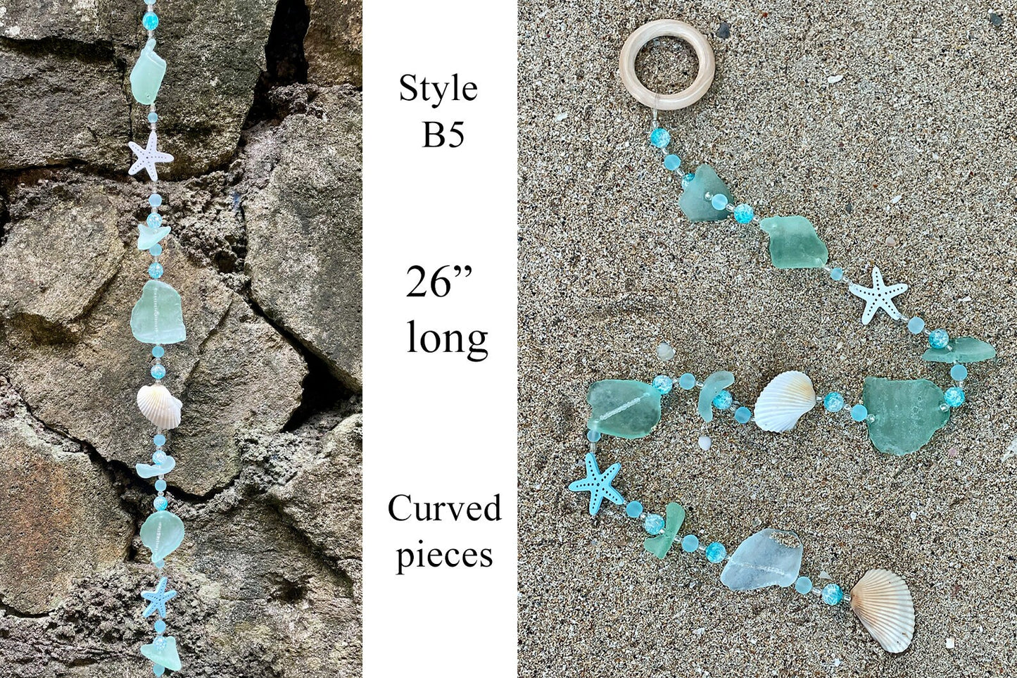 Sea glass Strings - Home, Garden Decor , Unique Gift from the Caribbean