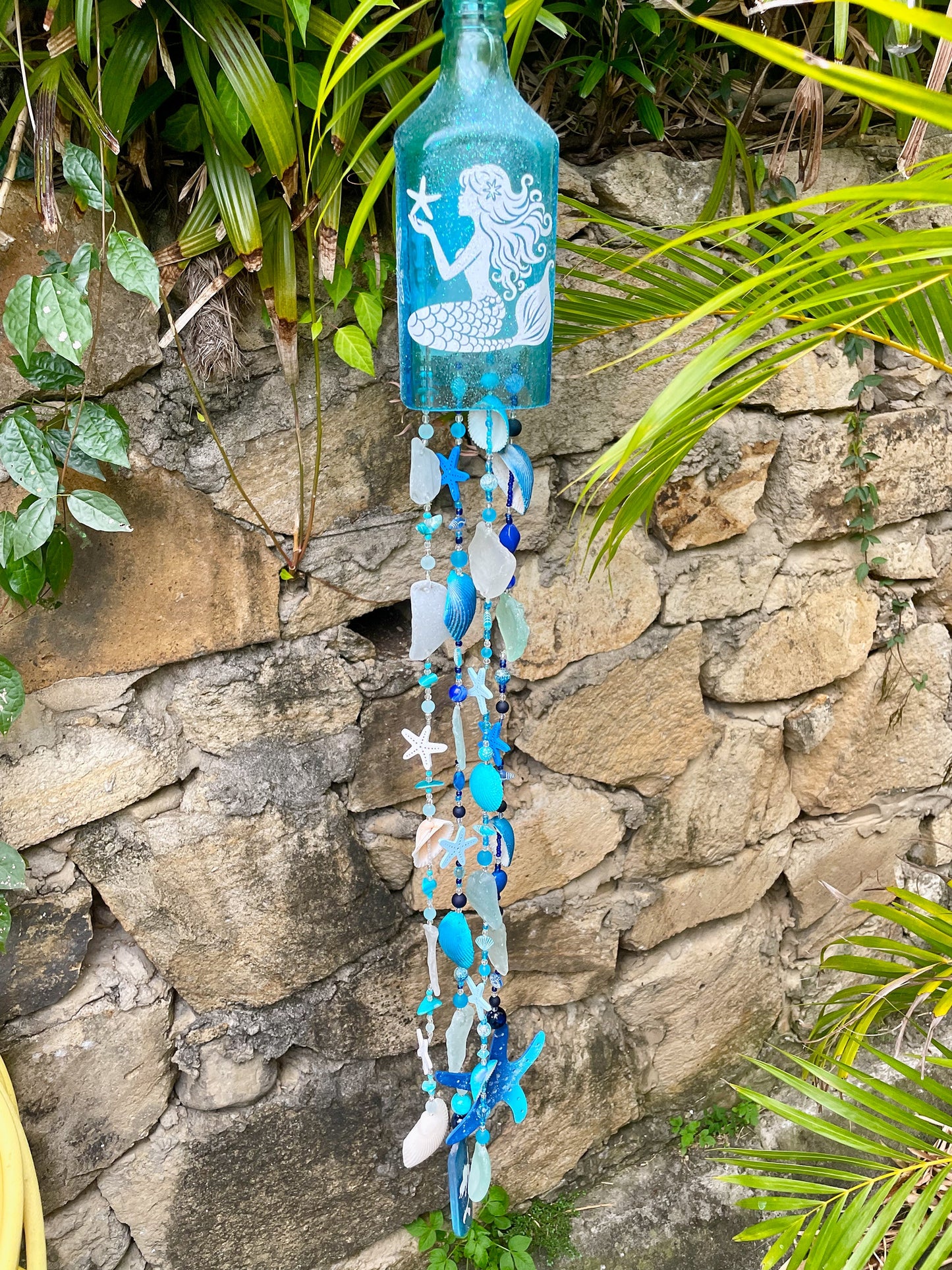 Bottle Wind Chimes, Starfish, Seahorse or Turtle Sun Catcher, Caribbean Tropical Decor