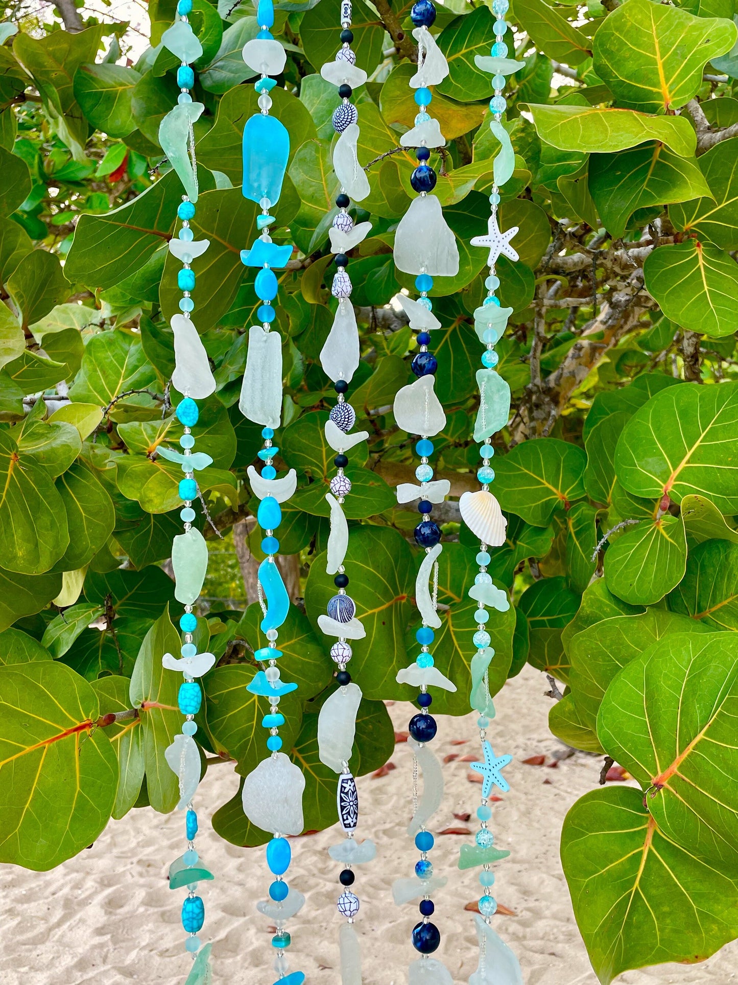 Sea Glass strings, home decor, garden decor