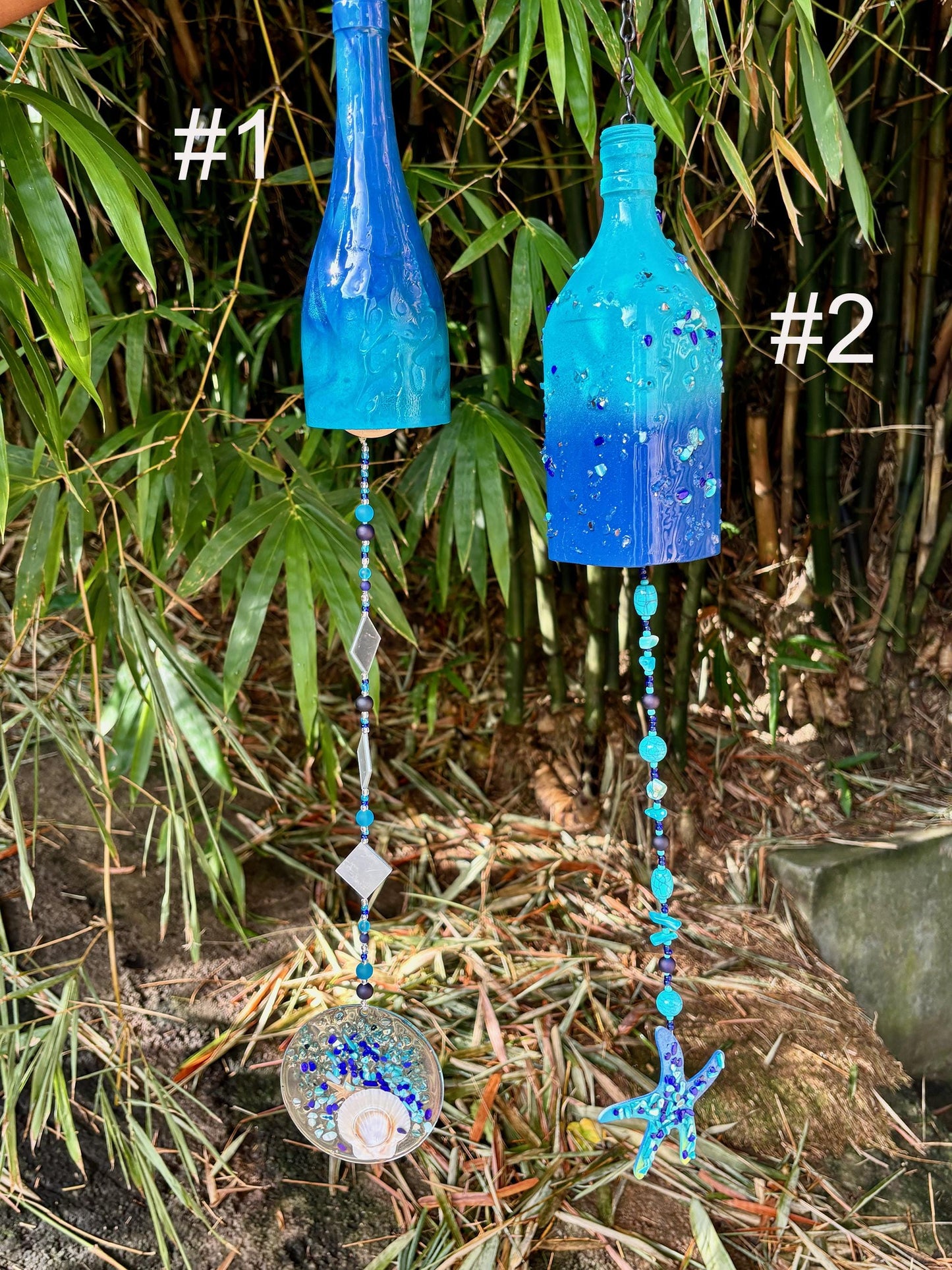 Glass Chimes, Wine Bottle Wind Chime, Outdoor Decorations, Chimes for loved ones, Unique gifts for her.