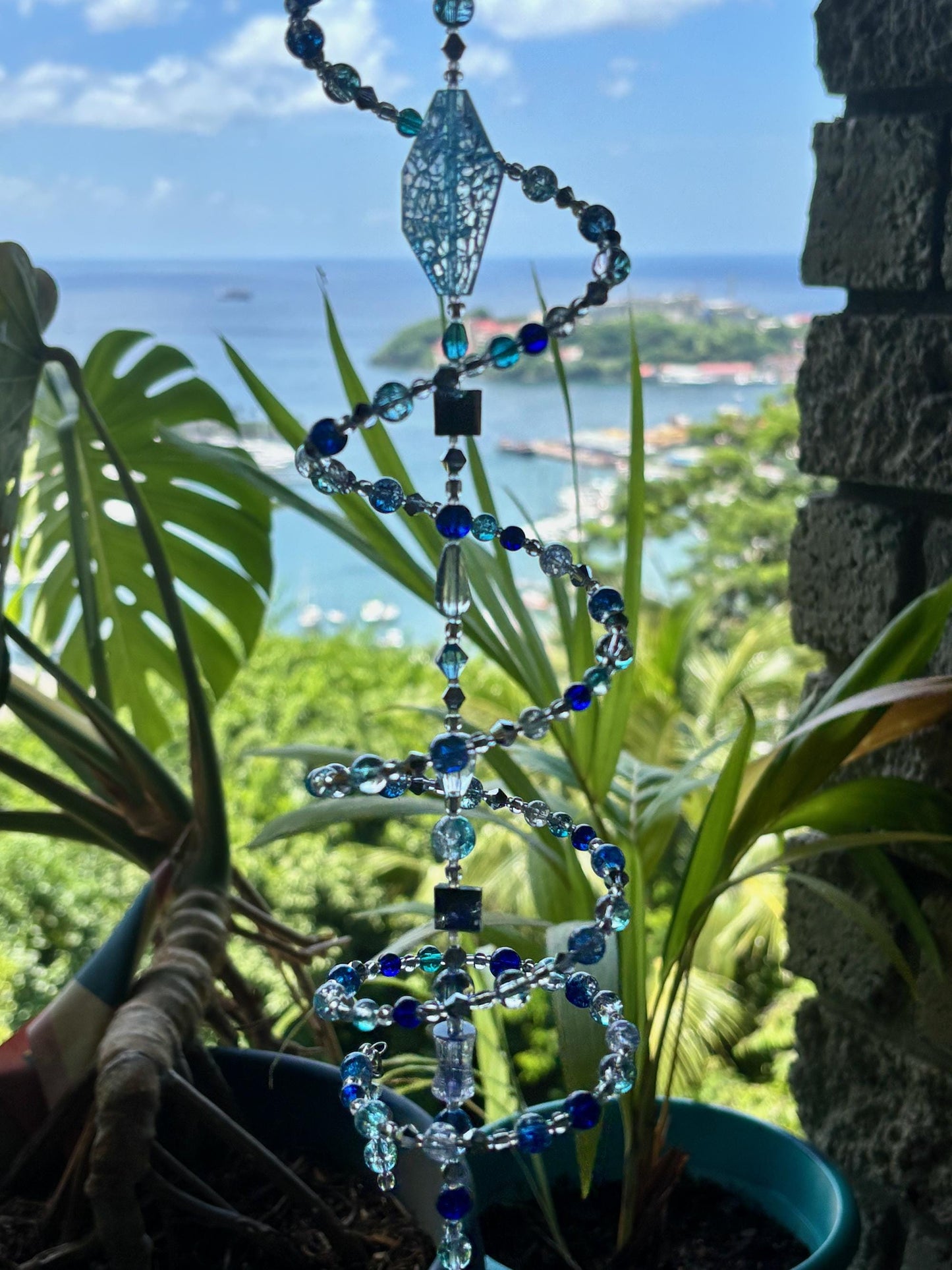 Spiral Beaded Wind Spinner & Sun Catcher - Garden or Patio Decor