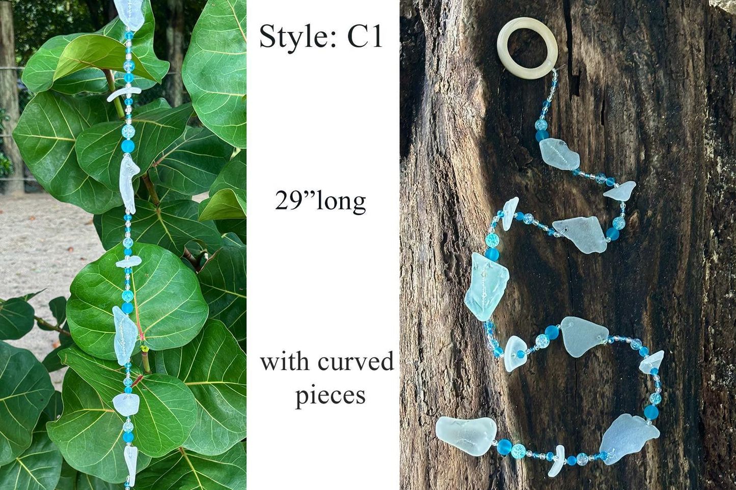 Sea glass Strings / Beach lover Gift / Ocean decor / Unique Gift from the Caribbean / Sun Catcher