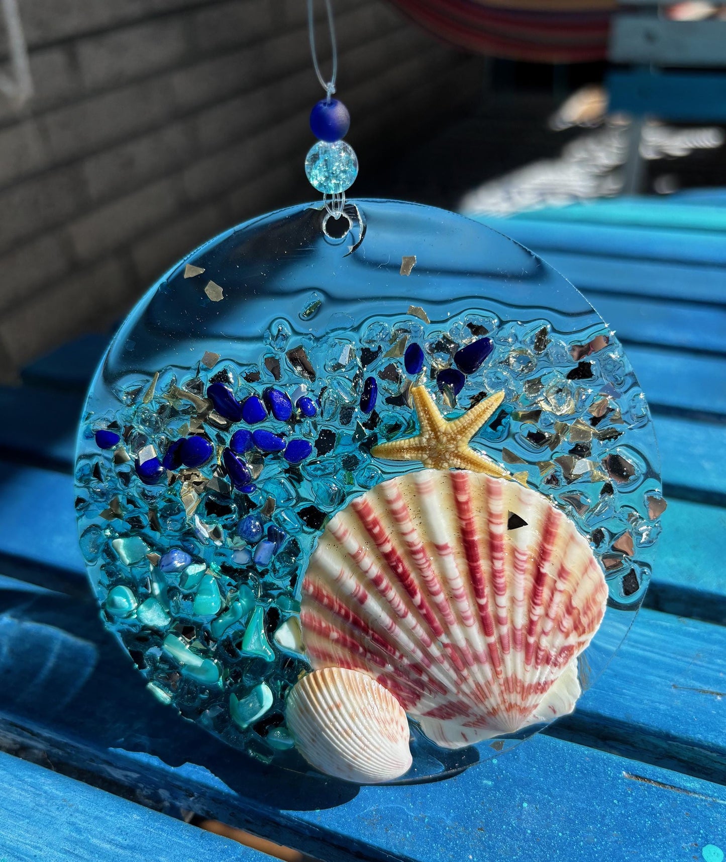 Ocean-inspired Suncatcher - Beach Art Christmas Decoration - Coastal Home Decor