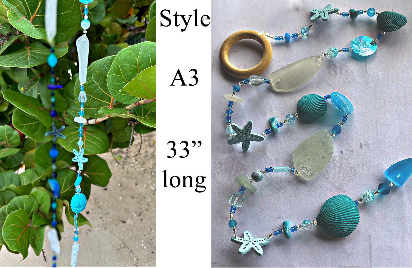 Sea glass Strings / Beach lover Gift / Ocean decor / Unique Gift from the Caribbean / Sun Catcher