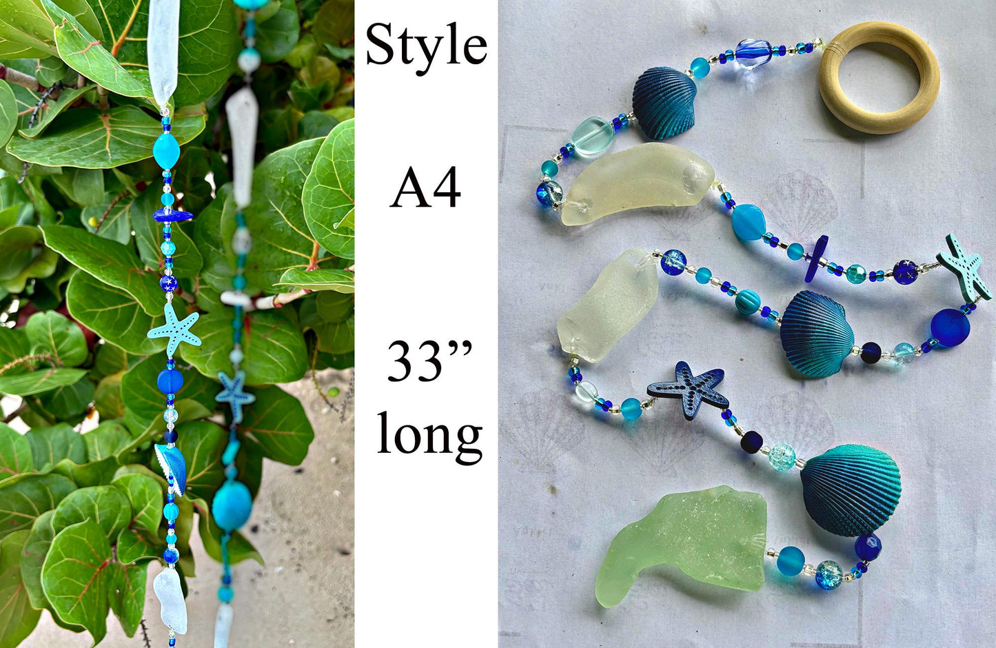 Sea glass Strings / Beach lover Gift / Ocean decor / Unique Gift from the Caribbean / Sun Catcher