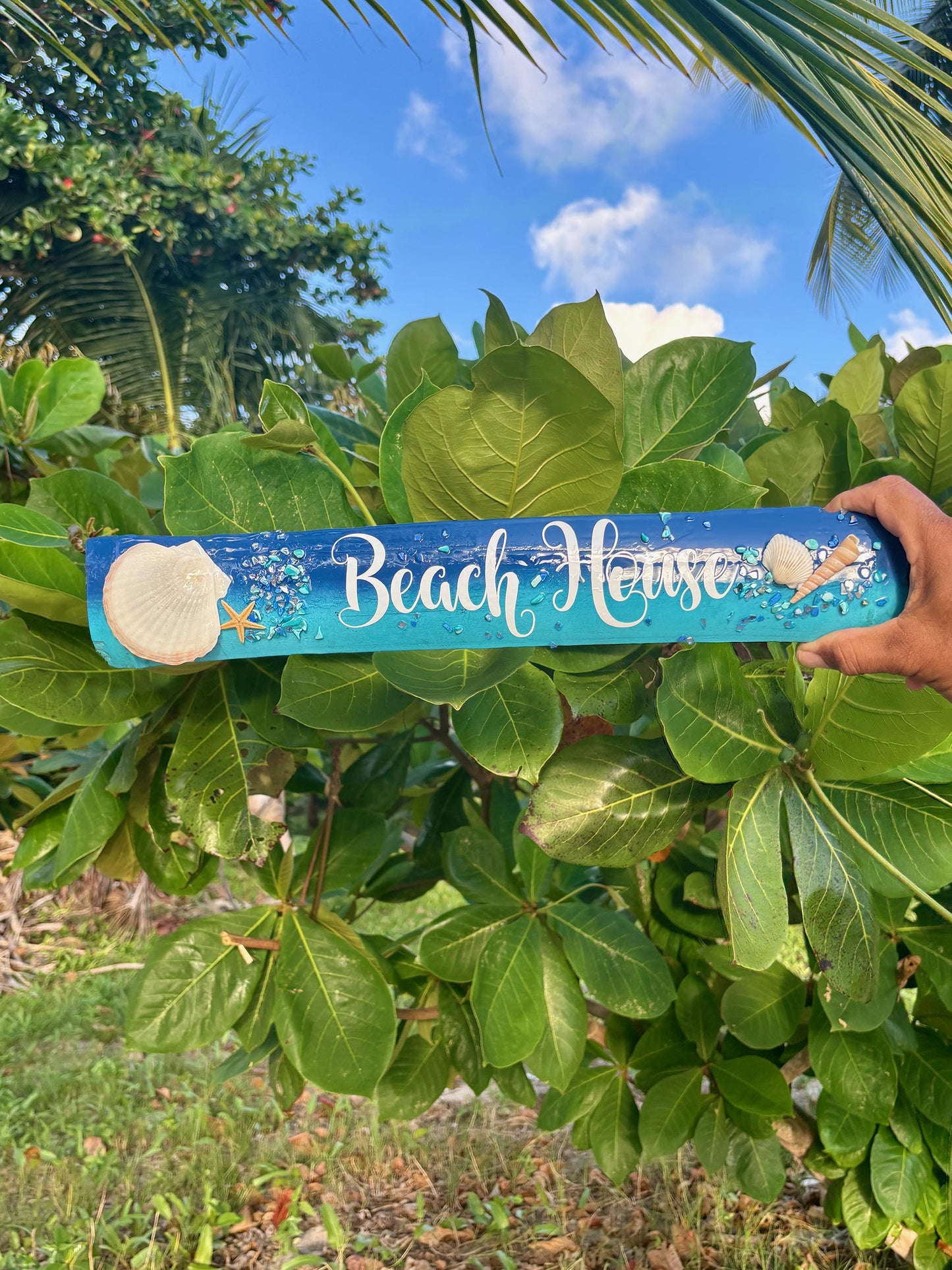 Driftwood Bamboo beach house sign - Beach House Decor