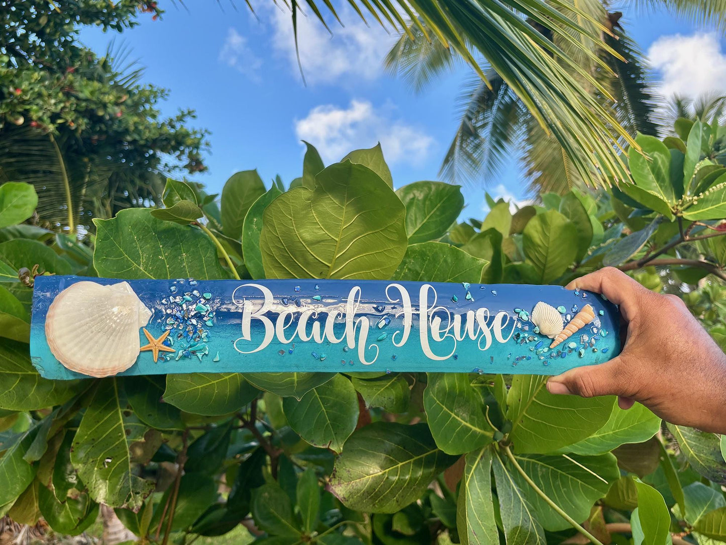 Driftwood Bamboo beach house sign - Beach House Decor