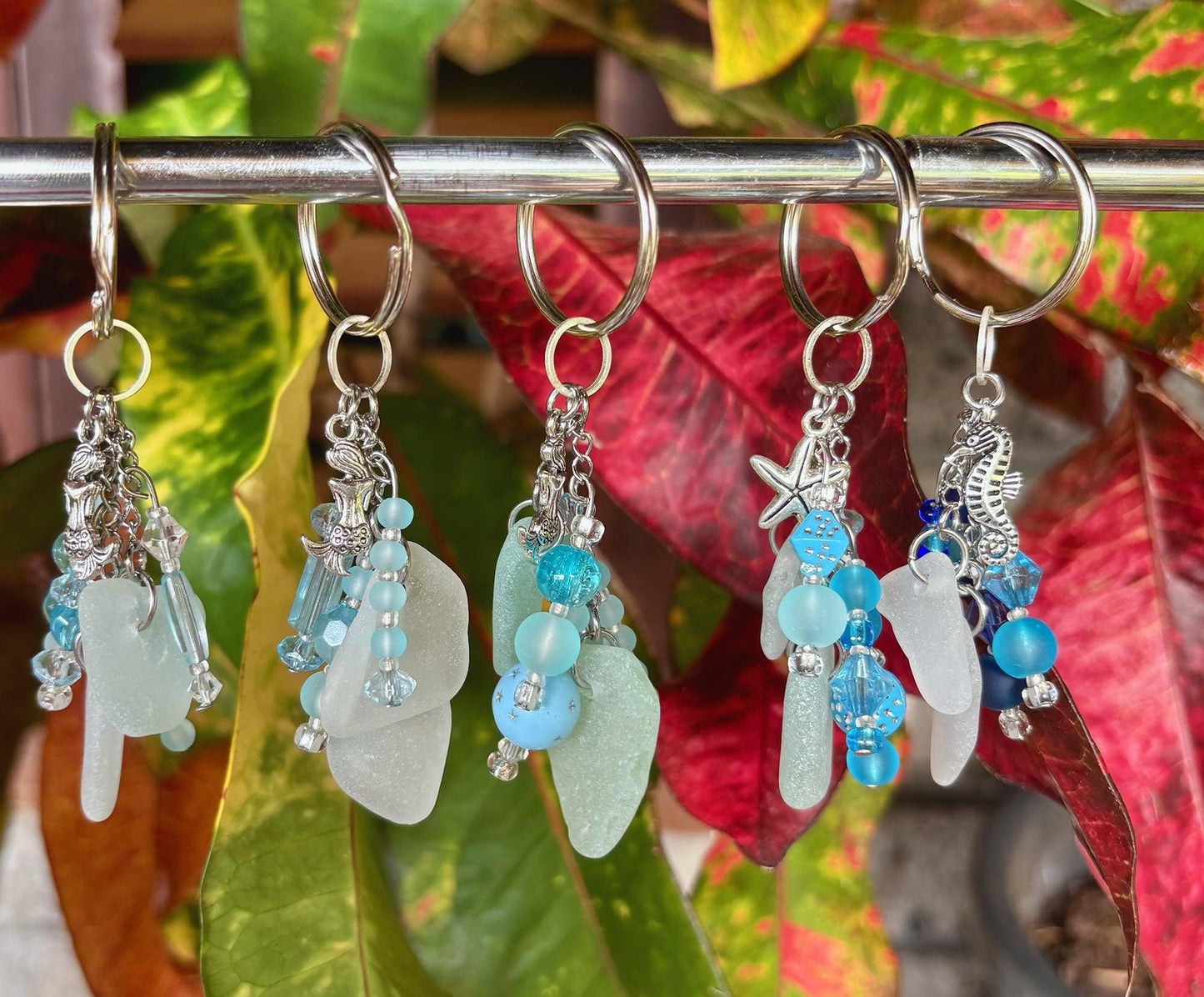 Sea Glass Key-Chain Lucky Charms- Beach lovers gift - Sea Glass Keychain - Bridesmaid gift