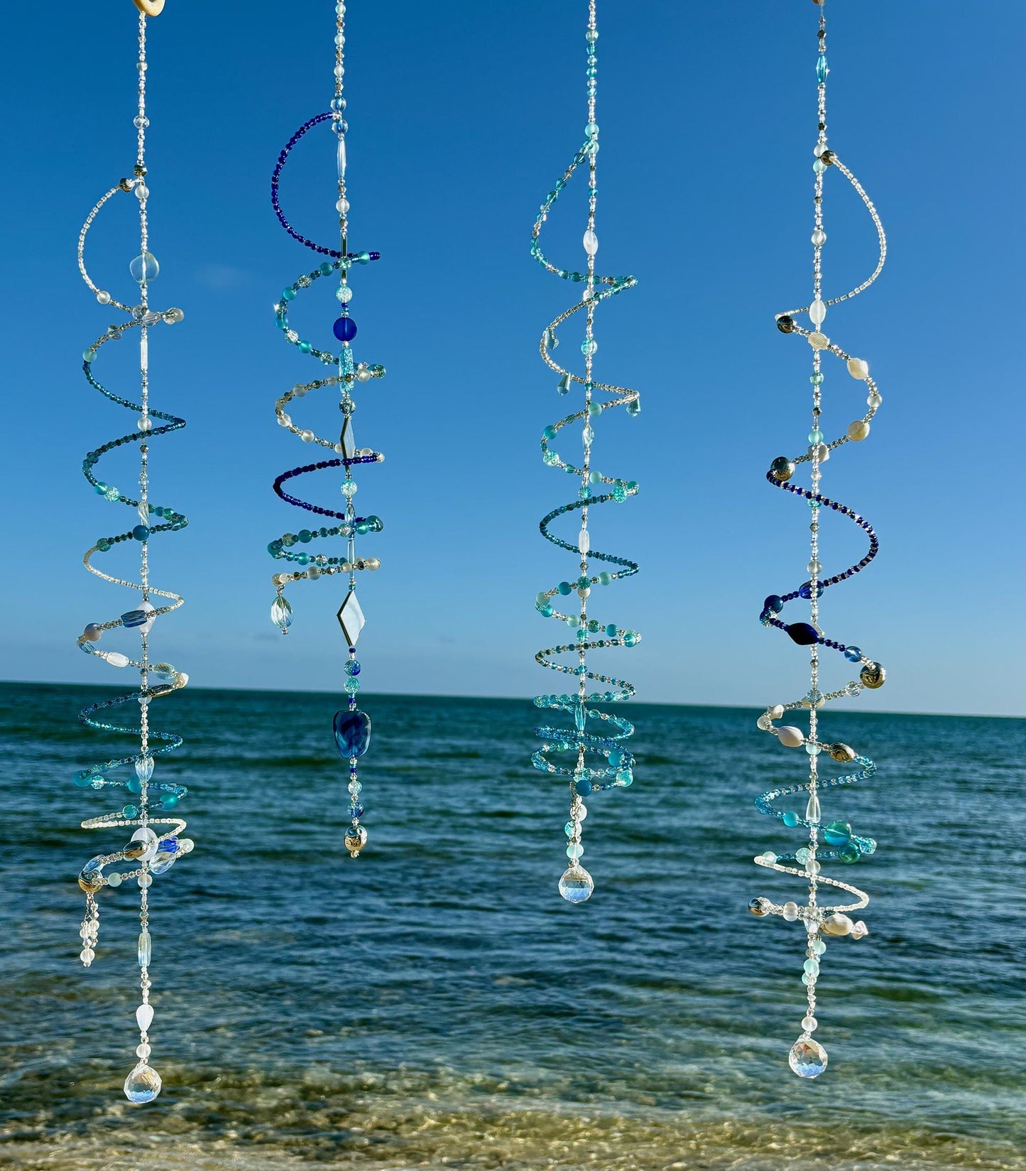 Spiral Beaded Wind Spinner & Sun Catcher - Garden or Patio Decor