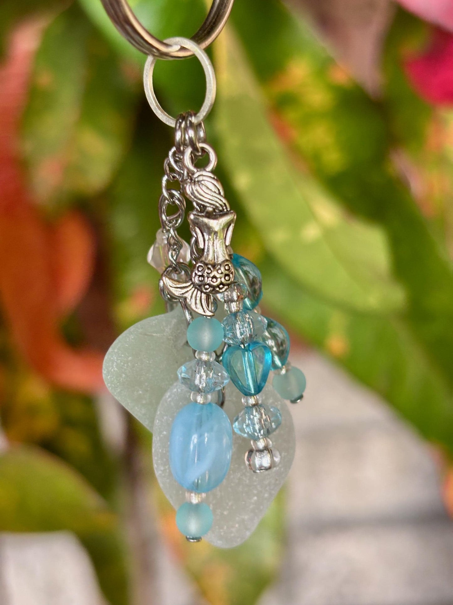 Sea Glass Key-Chain Lucky Charms- Beach lovers gift - Sea Glass Keychain - Bridesmaid gift