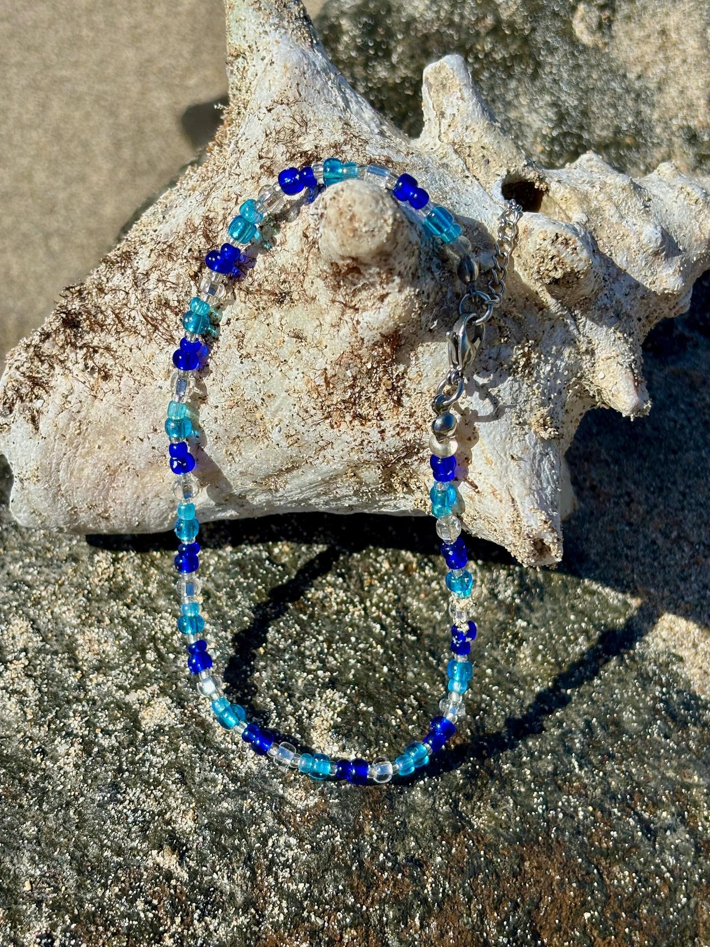 Blue Beaded Anklets - Perfect for the beach or Pool