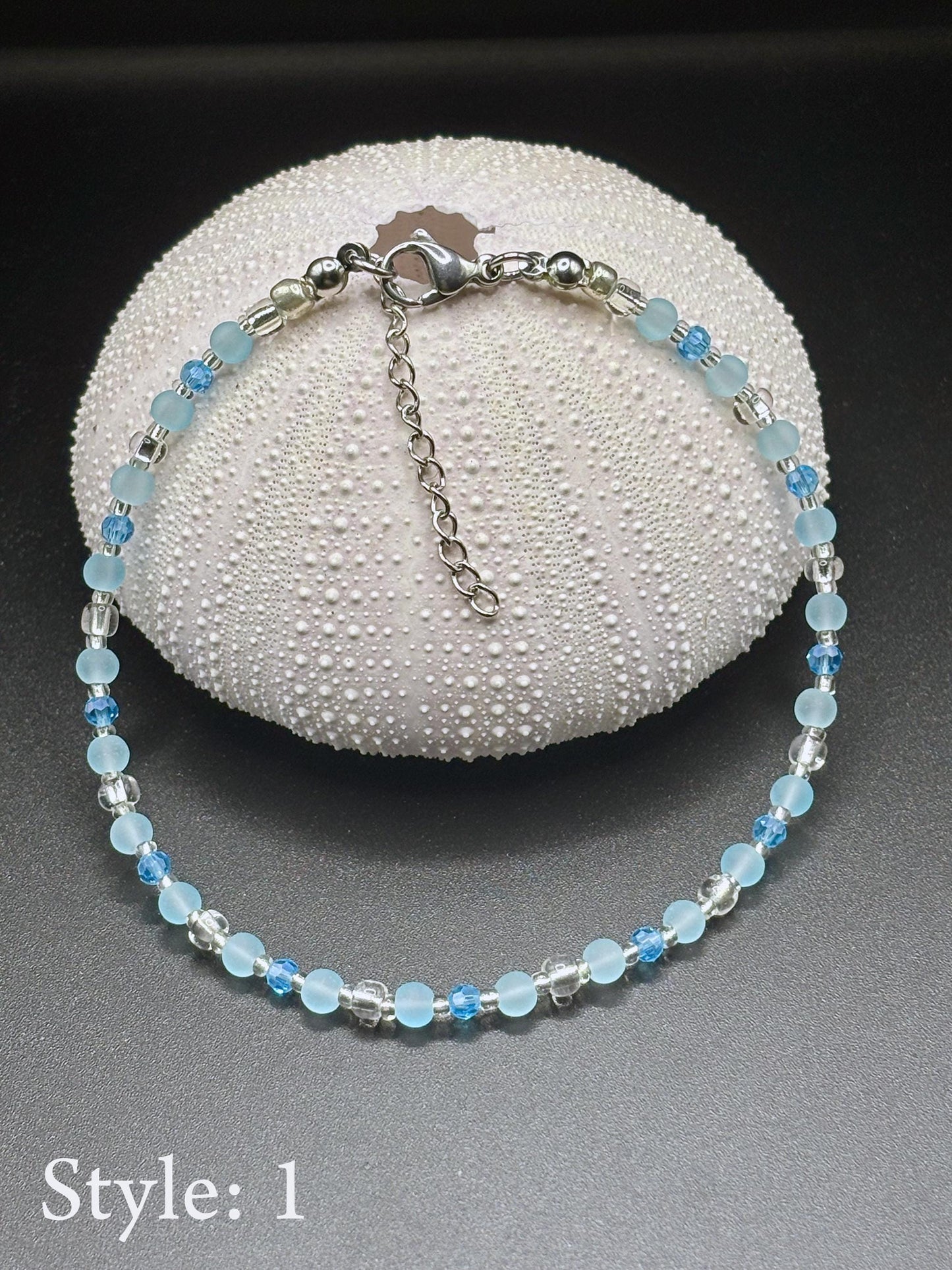 Beaded Anklet, with crystals