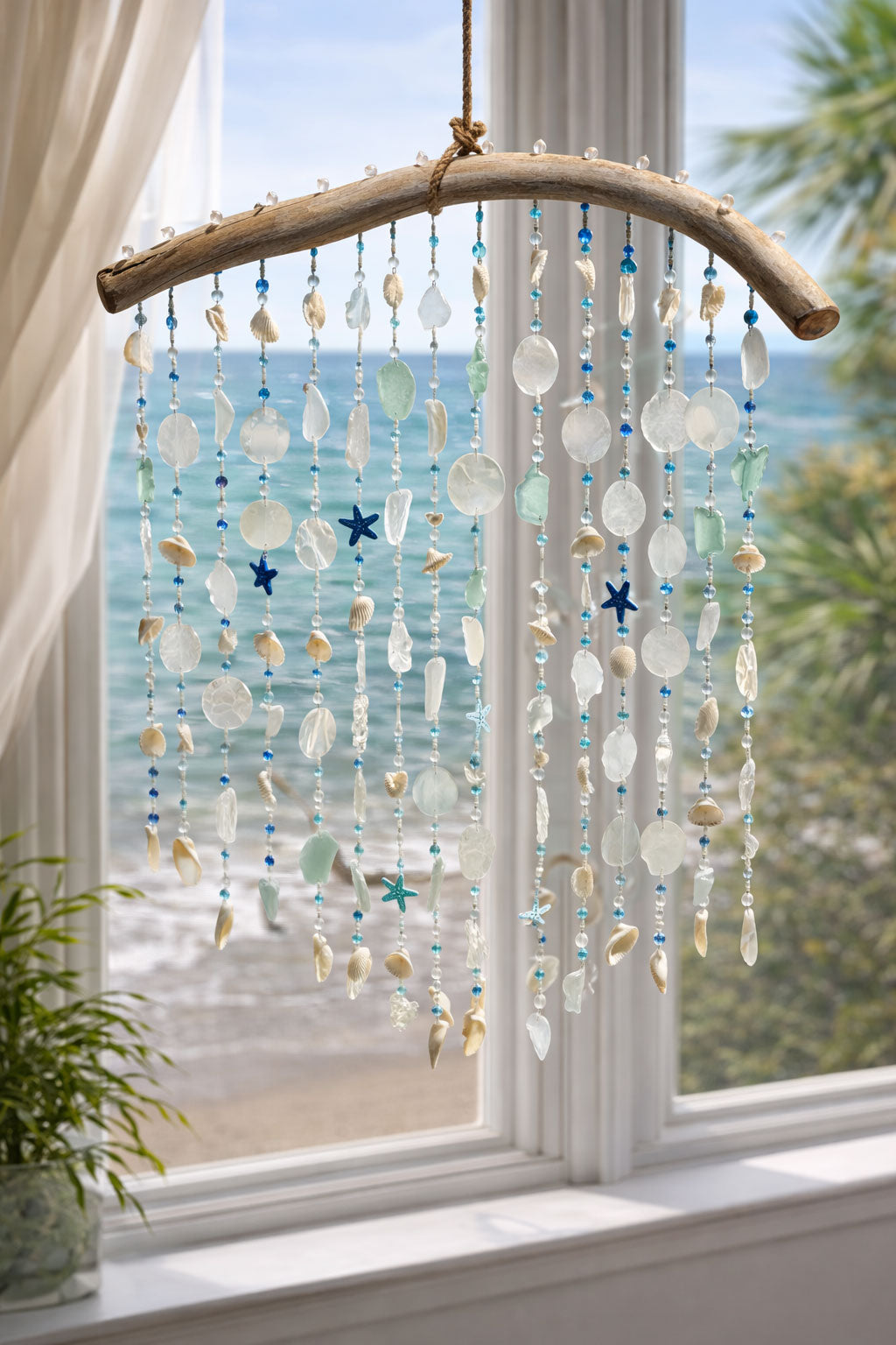 Ocean Harmony Genuine Sea Glass Wind Chime