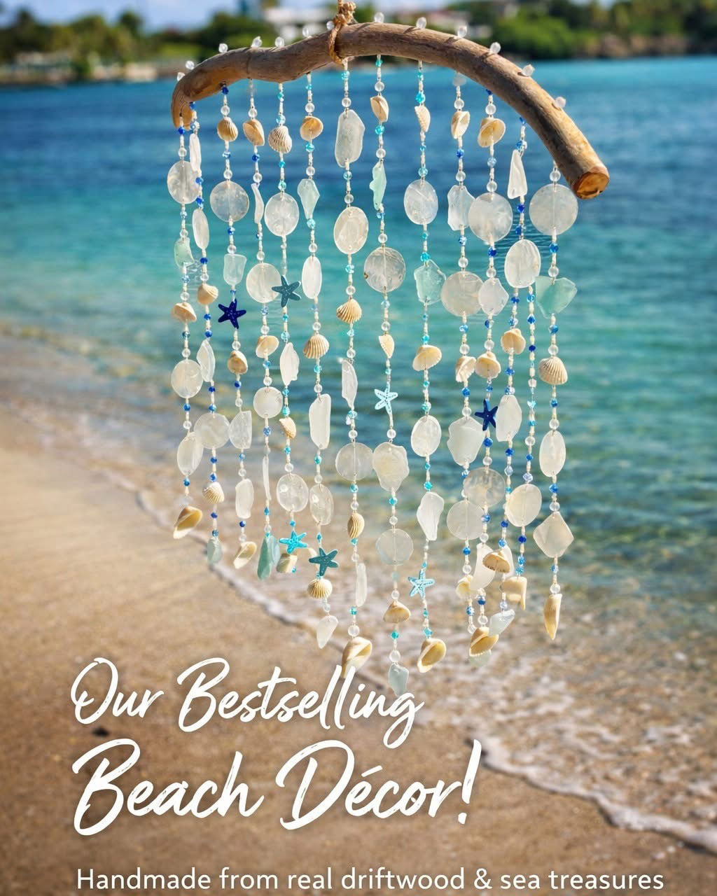 Ocean Harmony Genuine Sea Glass Wind Chime