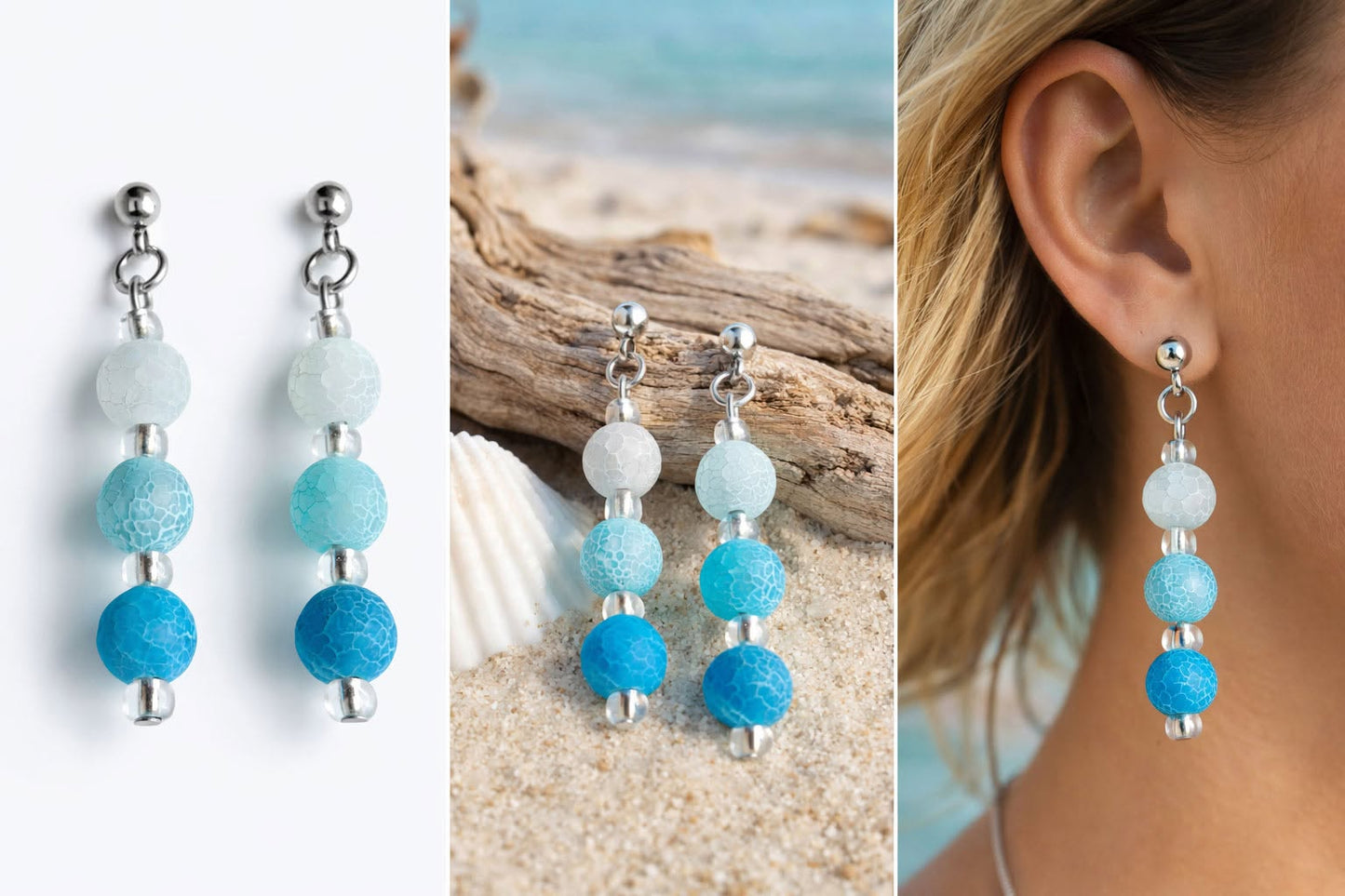 Crackle Agate Earrings – Handmade Coastal Earrings