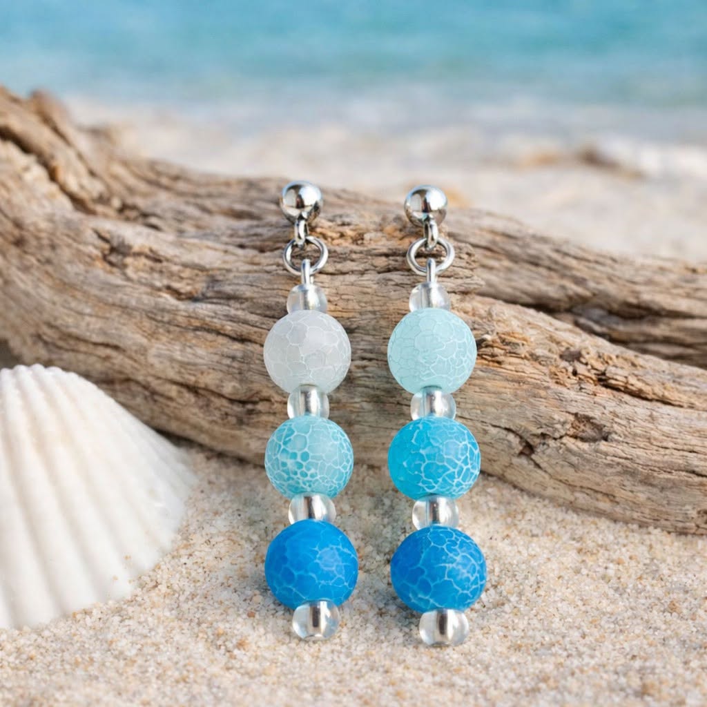 Crackle Agate Earrings – Handmade Coastal Earrings