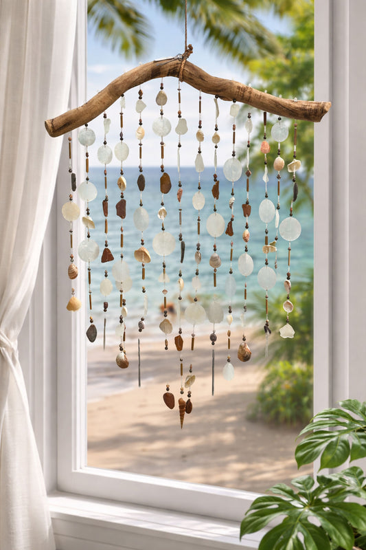 Bamboo Whisper Sea Glass & Shell Chime