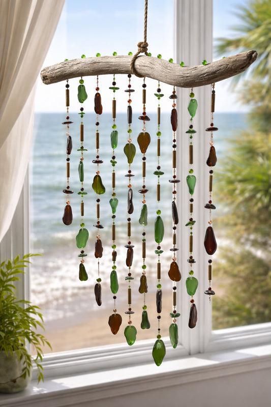 Emerald Bamboo Sea Glass Chime