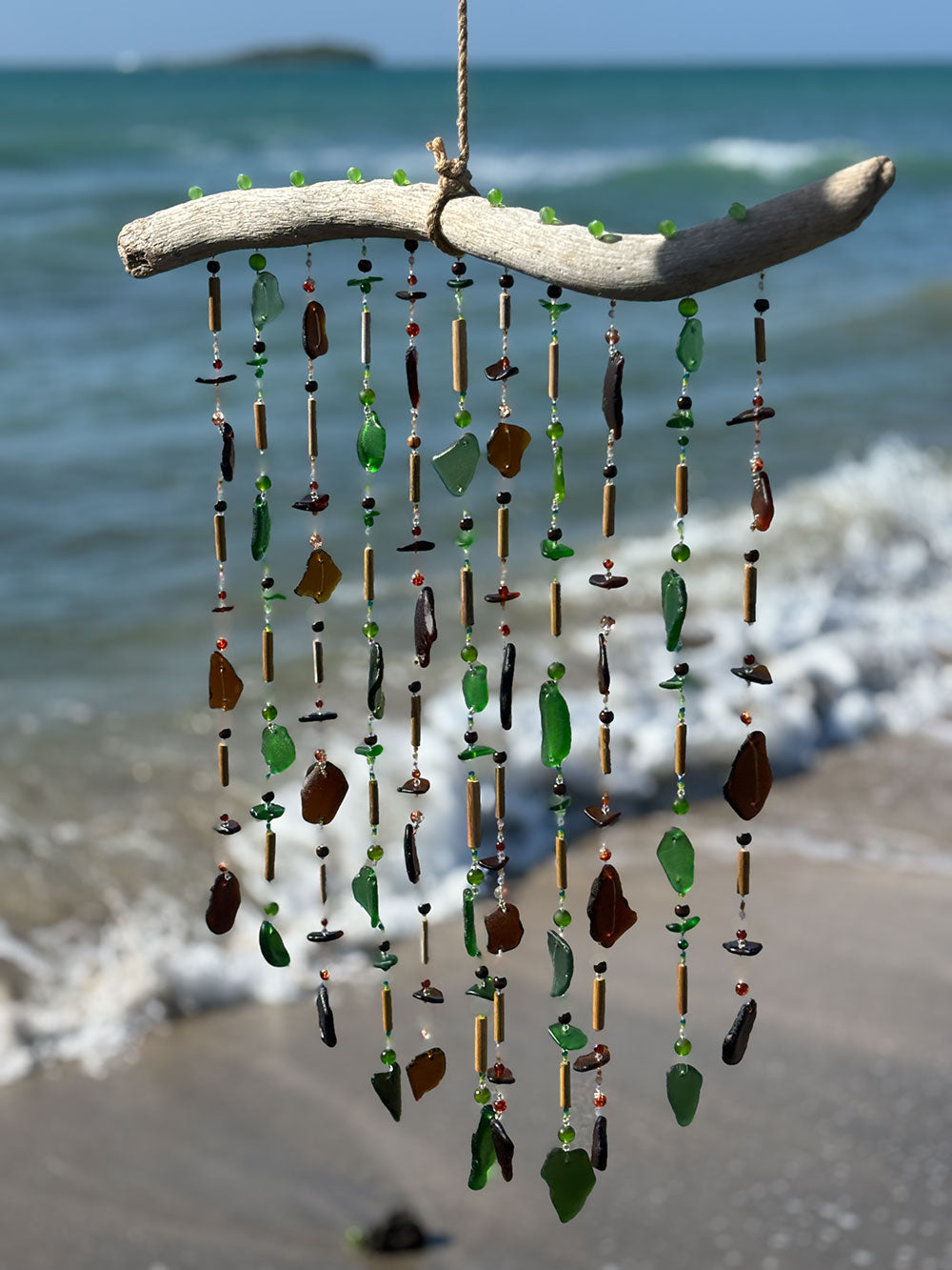 Emerald Bamboo Sea Glass Chime