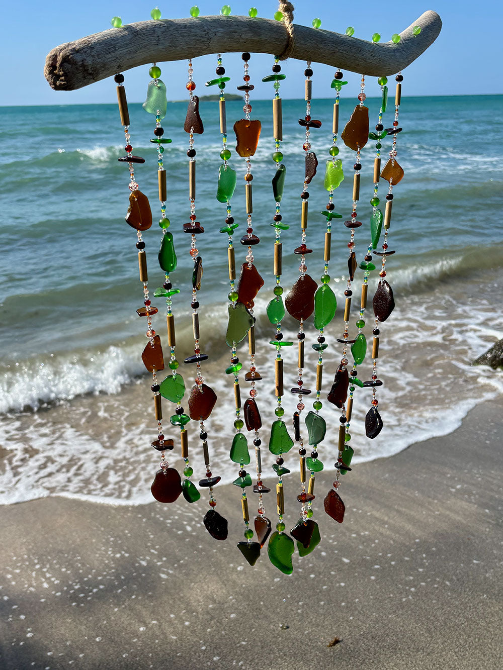 Emerald Bamboo Sea Glass Chime