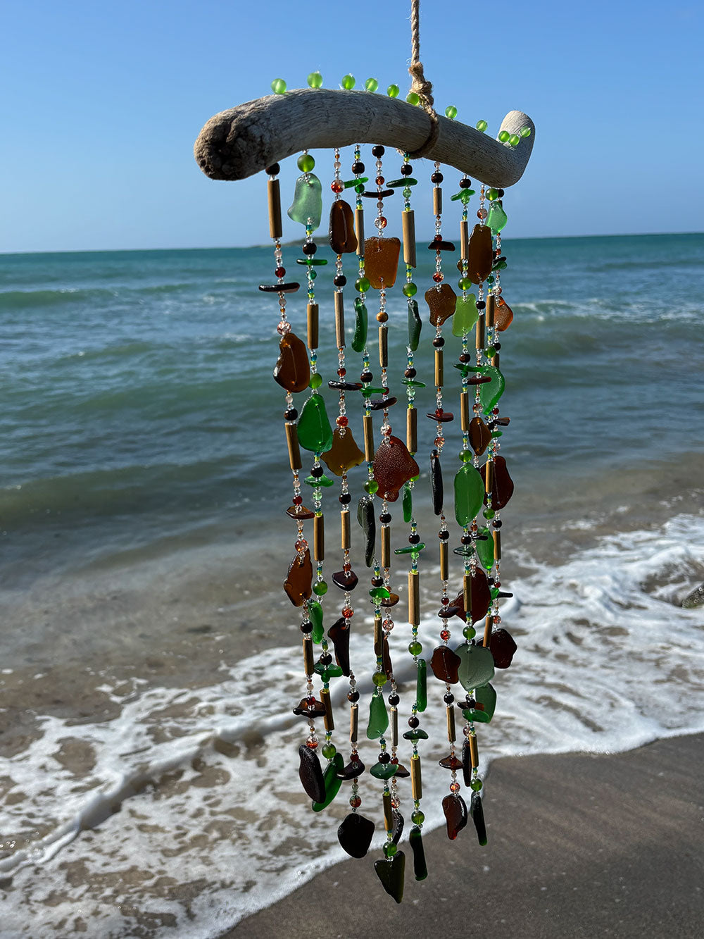 Emerald Bamboo Sea Glass Chime