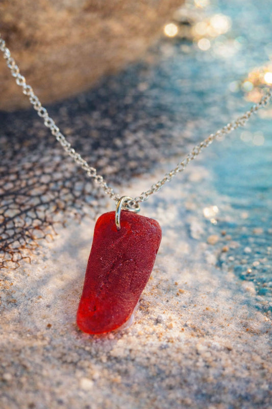 Rare Red Sea Glass Necklace