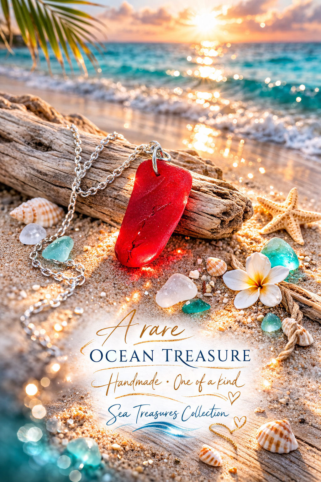 Rare Red Sea Glass Necklace
