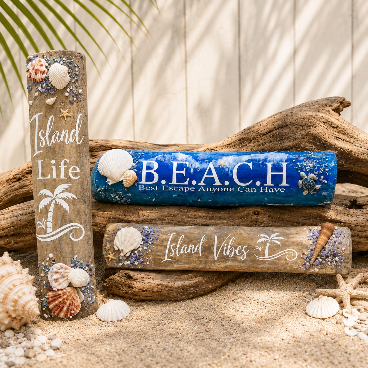Handmade Coastal Bamboo Signs | Beach House Wall Décor