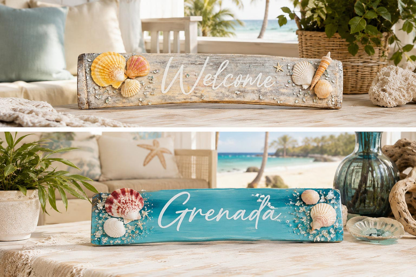 Handmade Coastal Bamboo Signs | Beach House Wall Décor