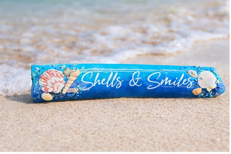 Coastal Driftwood Bamboo Sign – Shells & Smiles