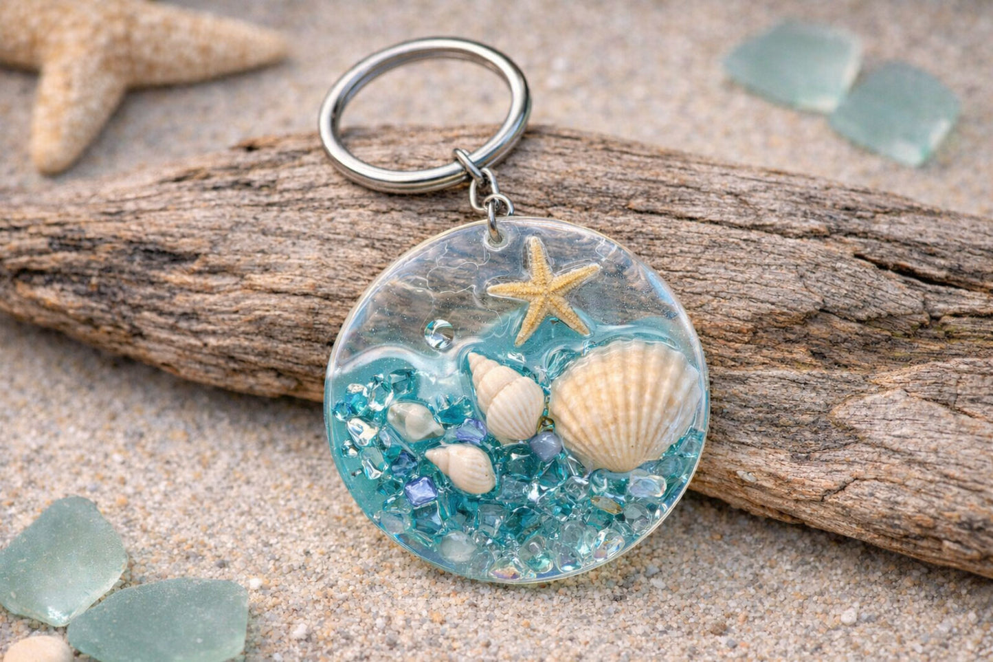 Beach Handbag Charms & Keyrings – Handmade Resin Beach Gifts