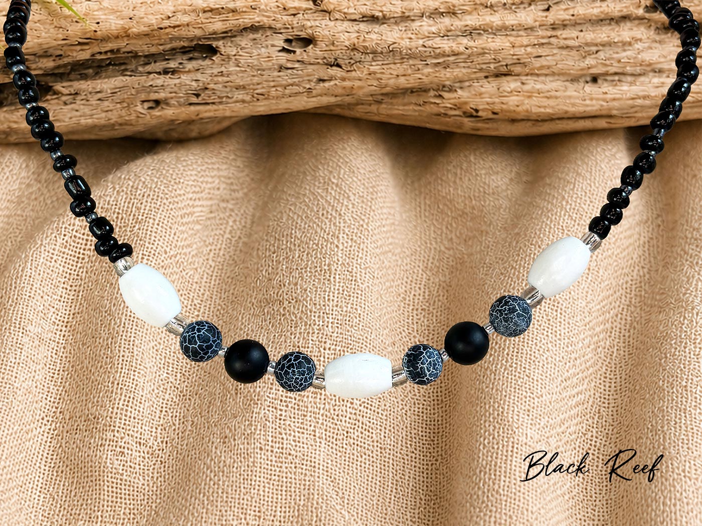 Crackle Agate Beaded Necklace – Handmade Coastal Beach Jewellery