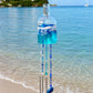 Handmade Glass Bottle Wind Chime | Sea Glass & Shell Coastal Decor