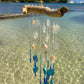 Blue sea glass driftwood wind chime