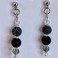 Pair of black crackle bead earrings on a white background with 'Crackle Black' text.