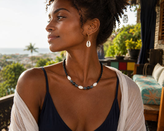 Crackle Agate Beaded Necklace – Handmade Coastal Beach Jewellery
