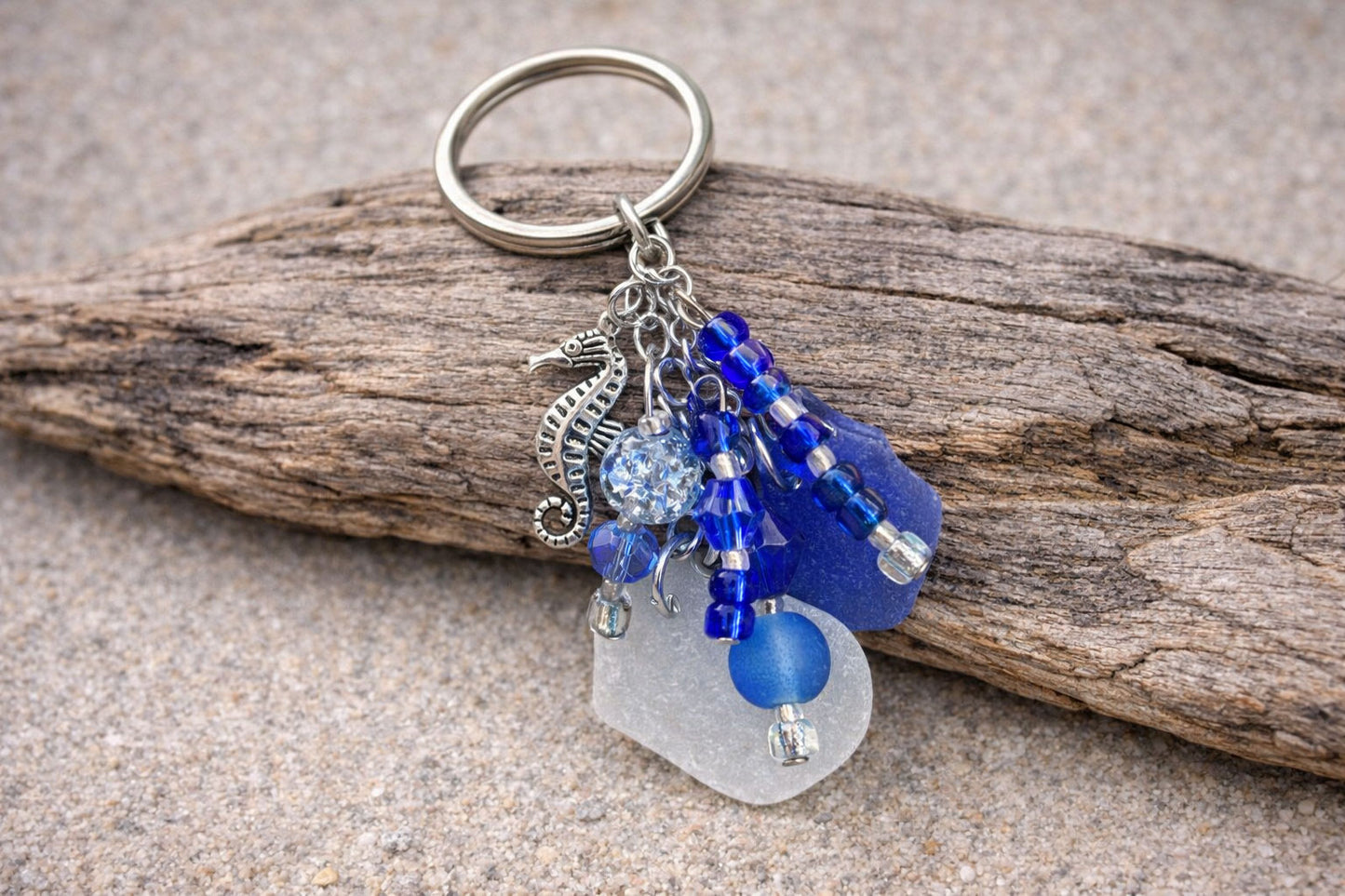 Handmade Sea Glass Keyring – Artisan Beach Charm