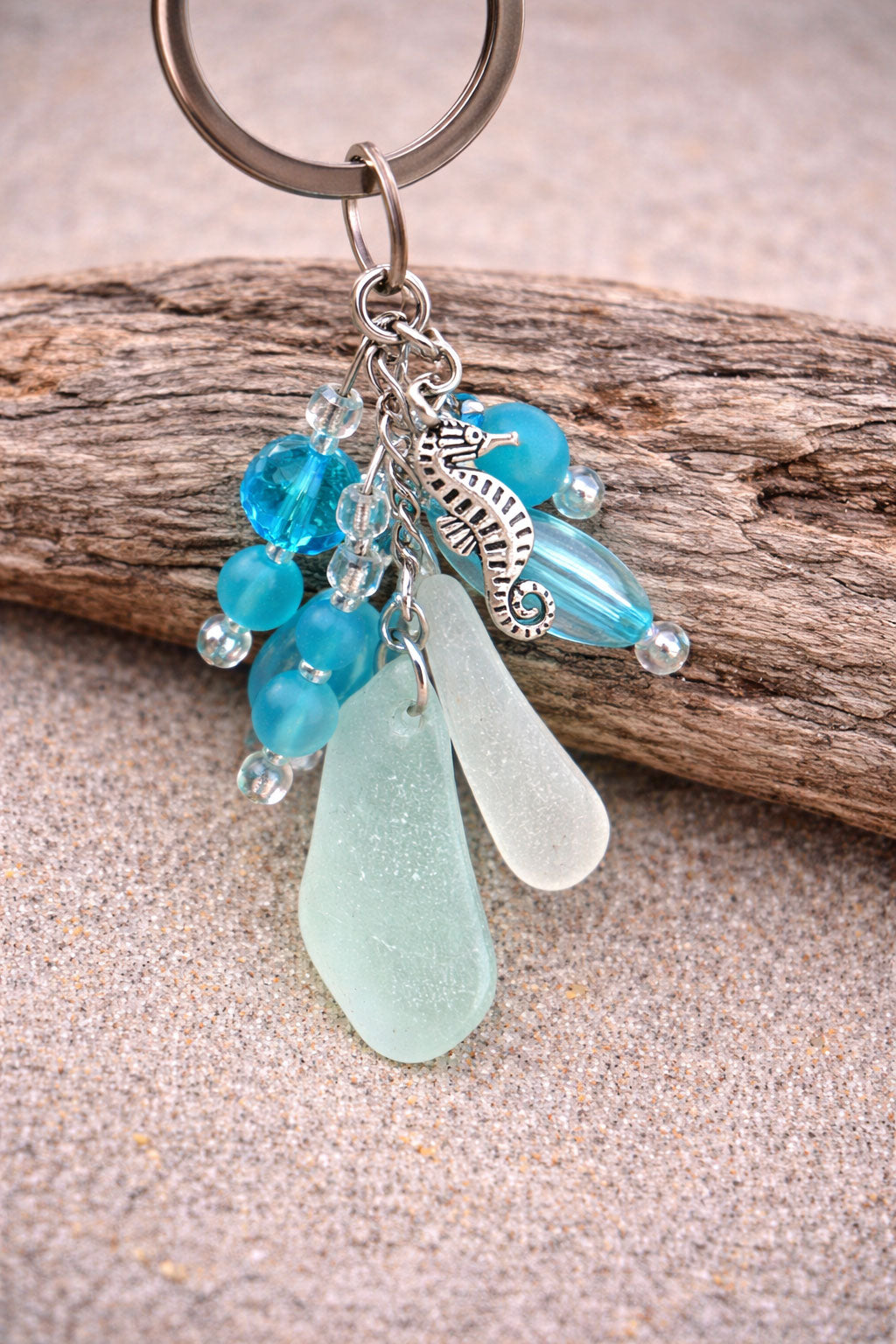 Handmade Sea Glass Keyring – Artisan Beach Charm