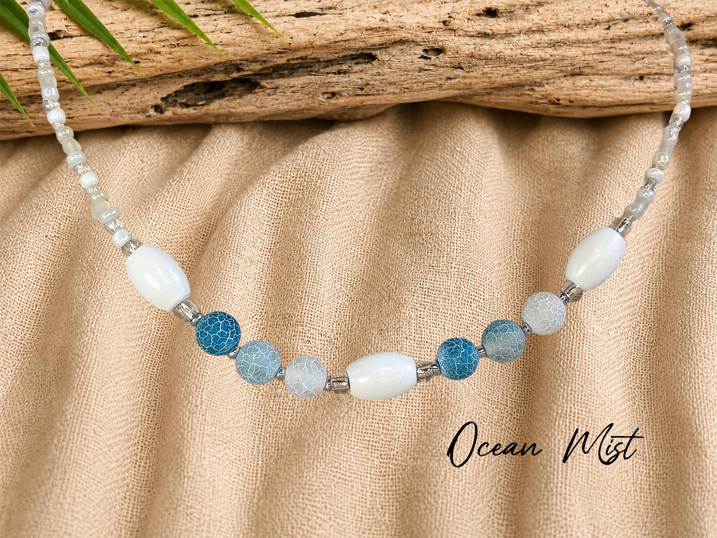 Crackle Agate Beaded Necklace – Handmade Coastal Beach Jewellery