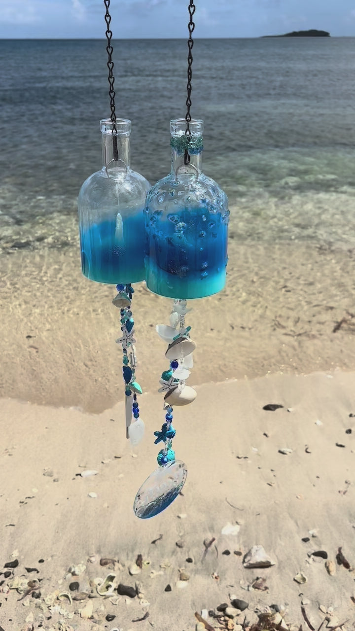 Video of our rum bottle wind chimes